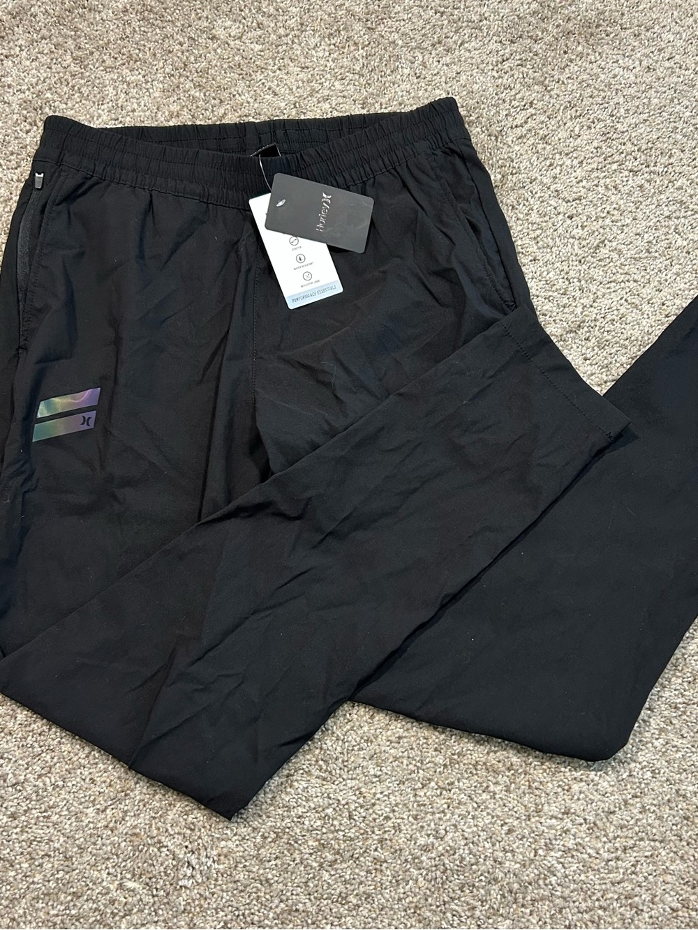 Hurley Black Men's Lightweight Jogger Pants with Reflective Detail